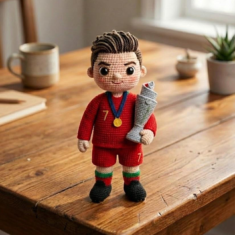 WoolyArtis™ - Emotional Support Art CR7 Crochet Doll - WoolyArtis