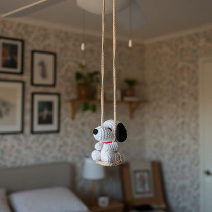 WoolyArtis™ Handcrafted Swinging Puppy Car Mirror Accessory - WoolyArtis