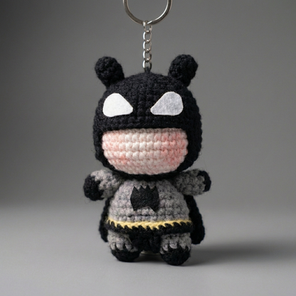 WoolyArtis™ - Handmade Crochet Batman Keychain & Car Mirror Hanging Accessory - WoolyArtis