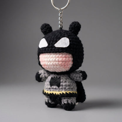 WoolyArtis™ - Handmade Crochet Batman Keychain & Car Mirror Hanging Accessory - WoolyArtis